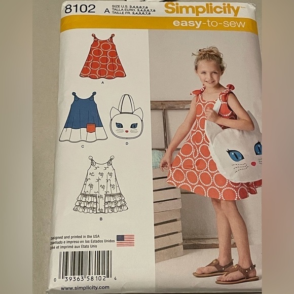Three Simplicity girls dress patterns uncut Sarah rose ruby jeans closet size A - Picture 2 of 10